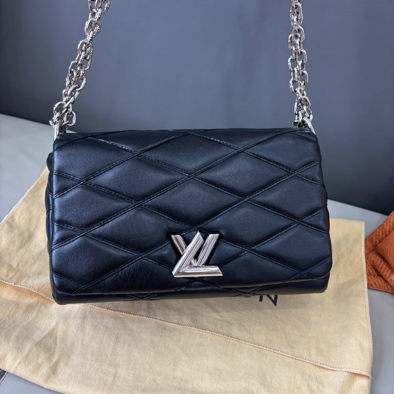 路易威登/Louis Vuitton 菱格紋黑色全皮GO-14鏈條包-6
