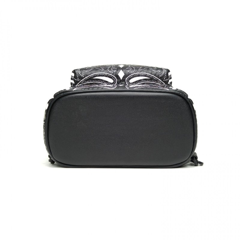 MCM 黑白人造革雙肩包超mini肩背包-4