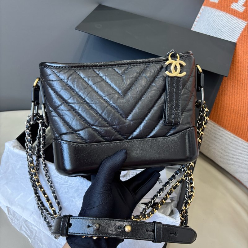 近新品 香奈兒/Chanel 黑金V紋小號流浪包-6