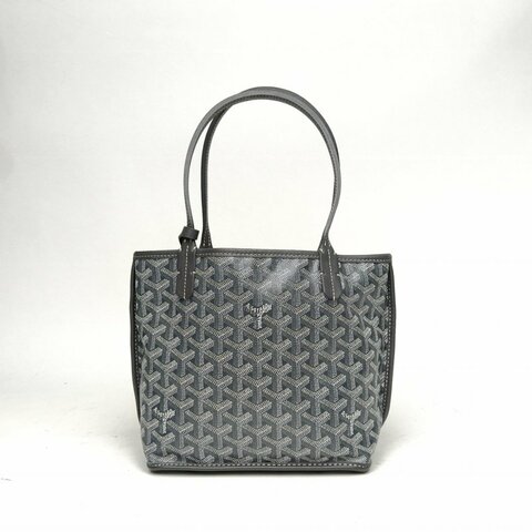 GOYARD Anjou雙面購物袋Mini20灰色PVC銀扣肩背包