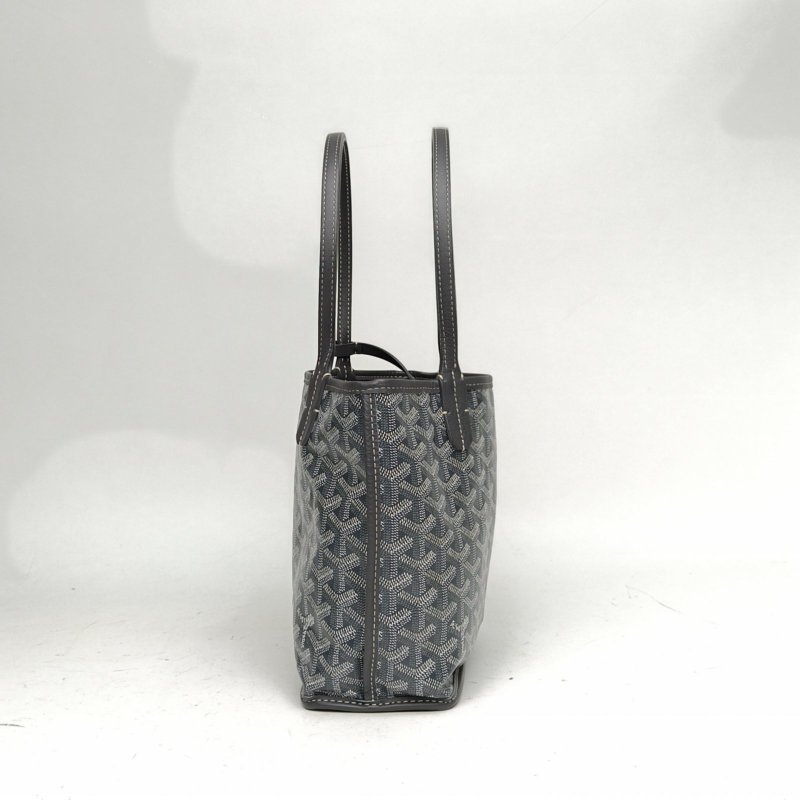 GOYARD Anjou雙面購物袋Mini20灰色PVC銀扣肩背包-1