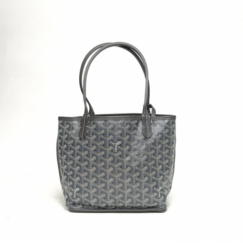 GOYARD Anjou雙面購物袋Mini20灰色PVC銀扣肩背包-2
