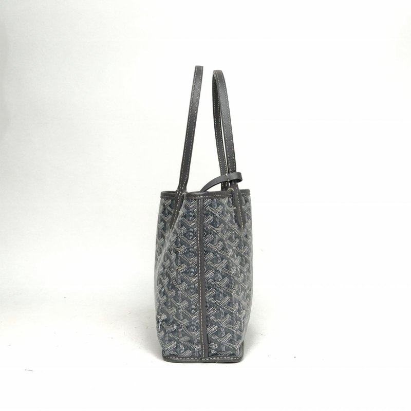 GOYARD Anjou雙面購物袋Mini20灰色PVC銀扣肩背包-3