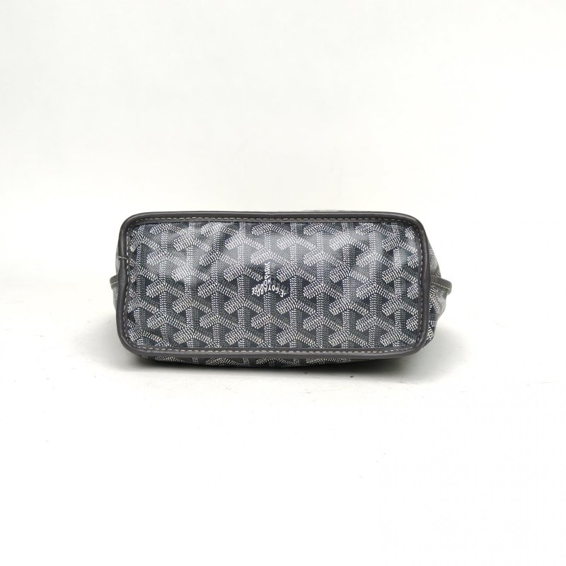 GOYARD Anjou雙面購物袋Mini20灰色PVC銀扣肩背包-4