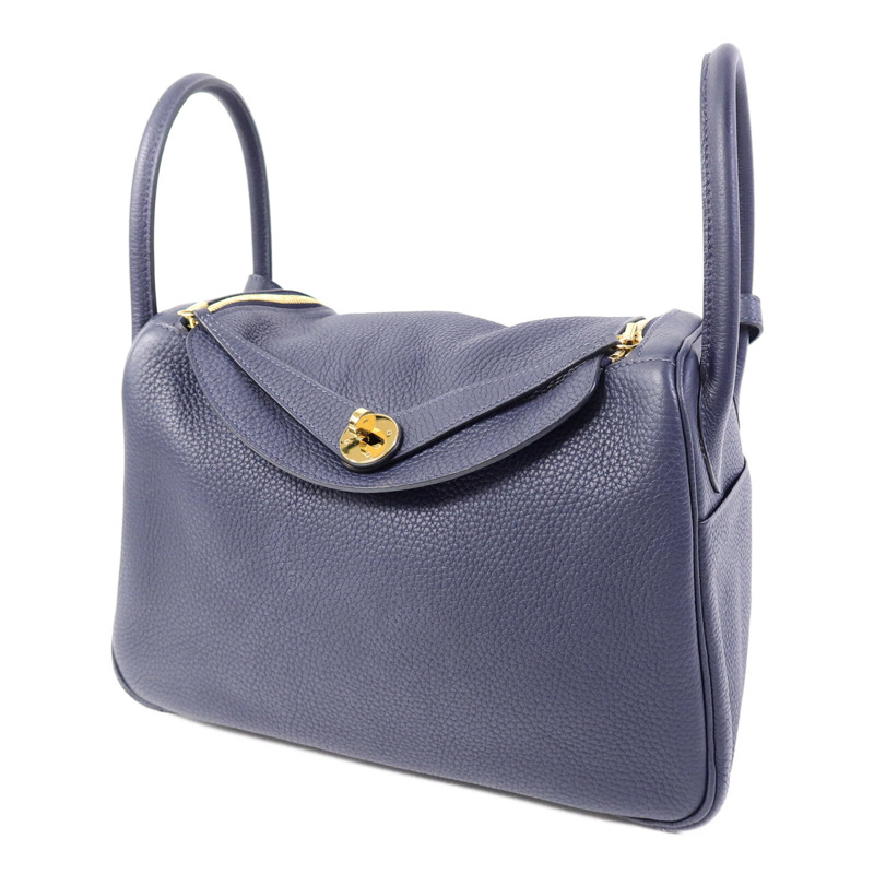 HERMES Togo皮革Lindy 30肩背袋Blue Nuit-2