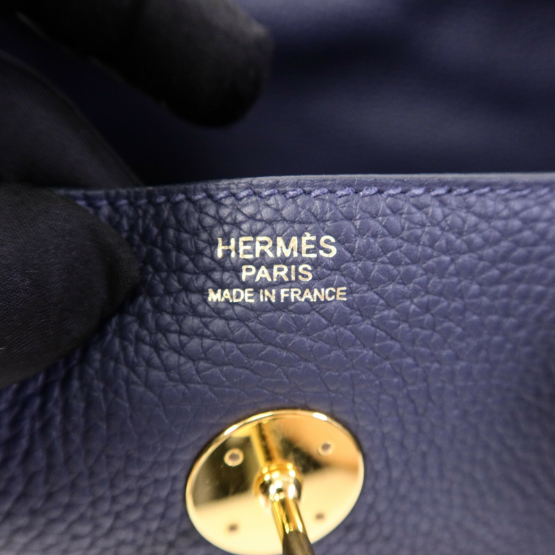 HERMES Togo皮革Lindy 30肩背袋Blue Nuit-5
