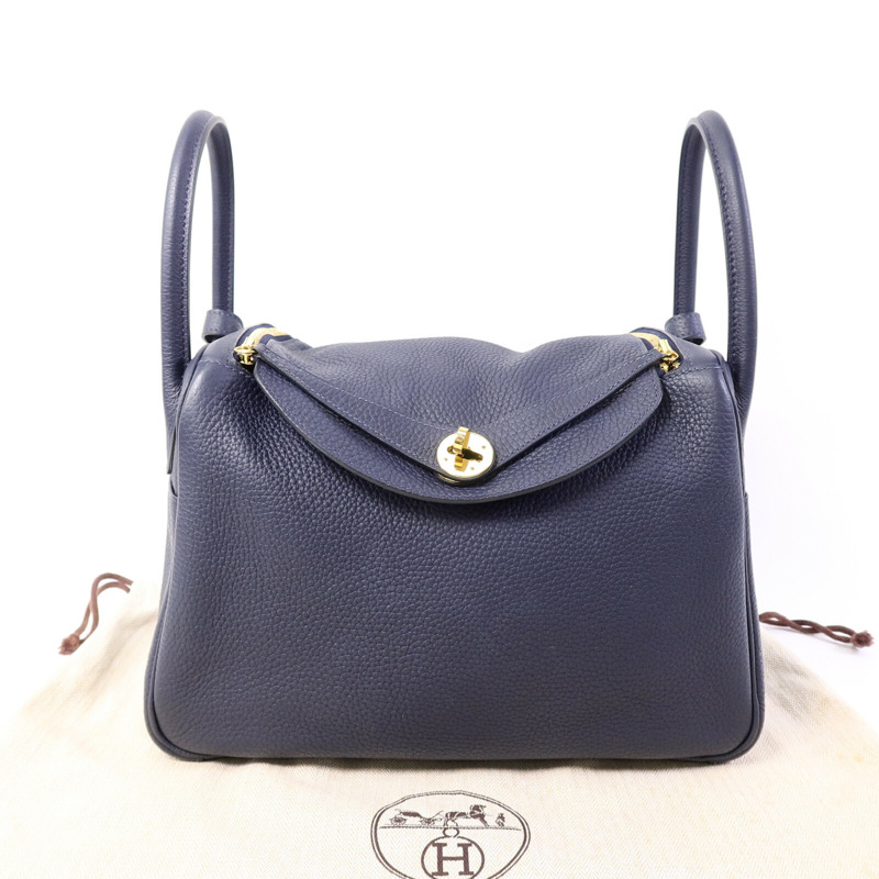 HERMES Togo皮革Lindy 30肩背袋Blue Nuit-9