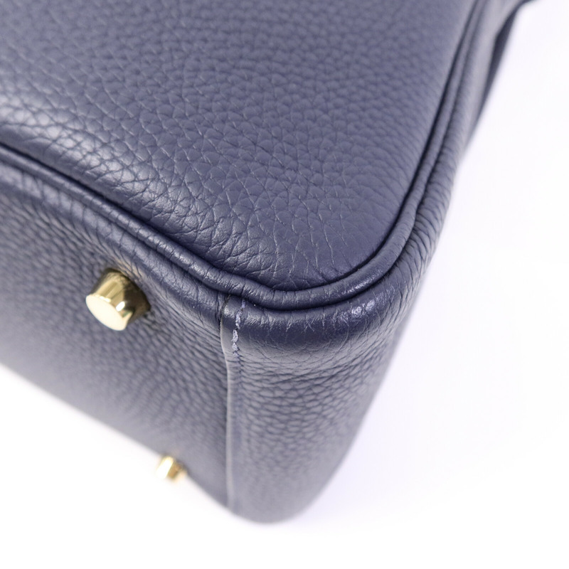 HERMES Togo皮革Lindy 30肩背袋Blue Nuit-10