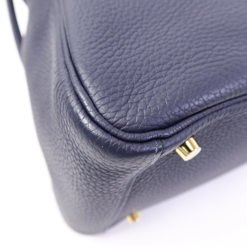HERMES Togo皮革Lindy 30肩背袋Blue Nuit-11