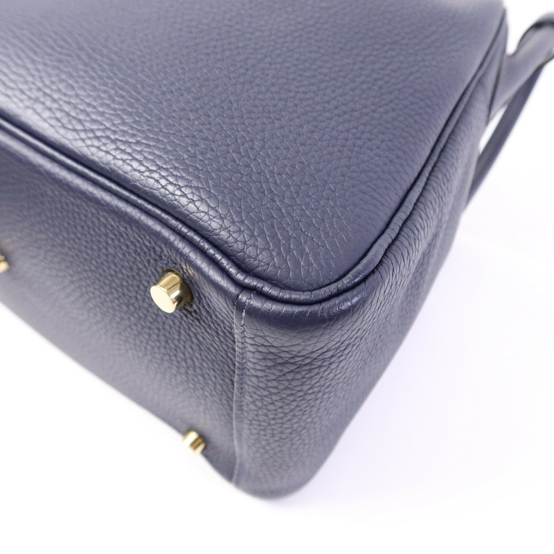HERMES Togo皮革Lindy 30肩背袋Blue Nuit-12