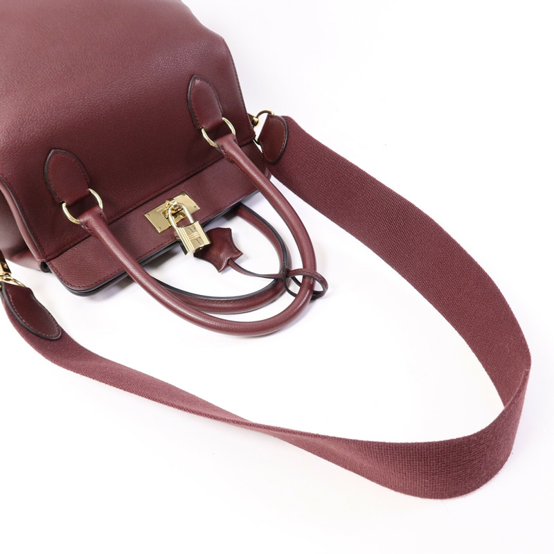 HERMES Evercolor皮革Tool Box 20手挽肩背兩用袋Dark Red-8