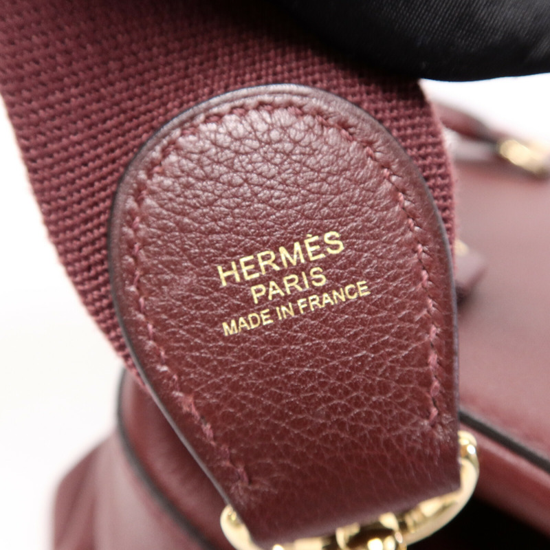 HERMES Evercolor皮革Tool Box 20手挽肩背兩用袋Dark Red-14