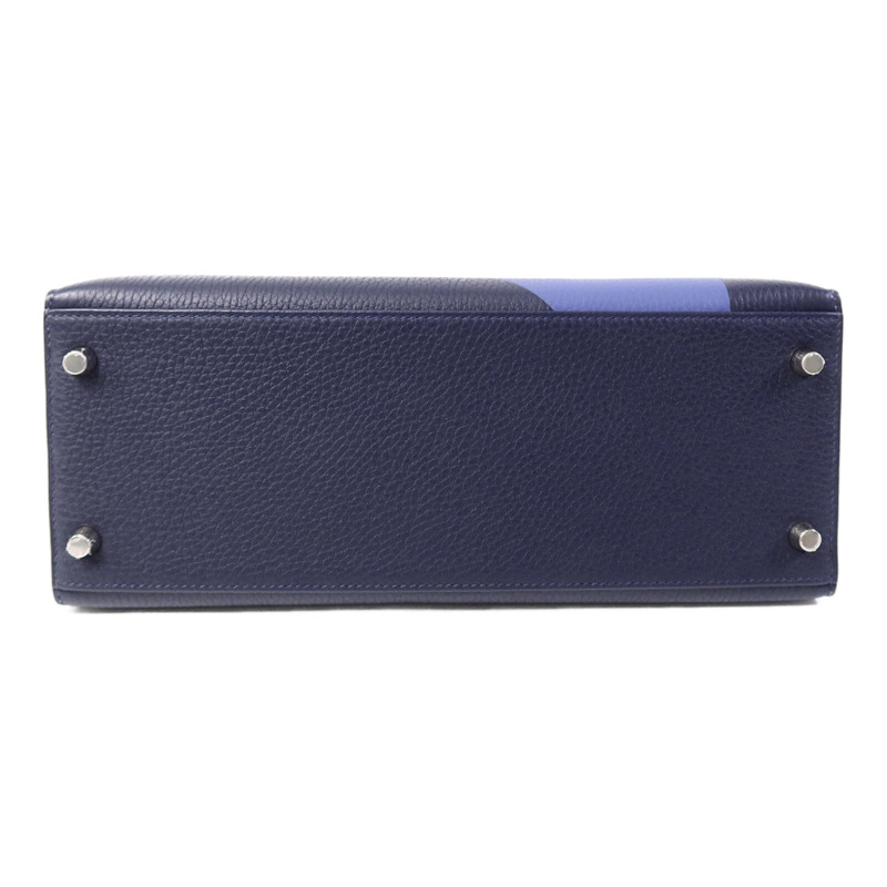 HERMES Clémence/Tadelakt皮革Kelly 28手挽肩背兩用袋Bleu Nuit/Bleu Brighton/Capucine-3