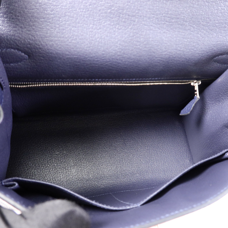 HERMES Clémence/Tadelakt皮革Kelly 28手挽肩背兩用袋Bleu Nuit/Bleu Brighton/Capucine-4