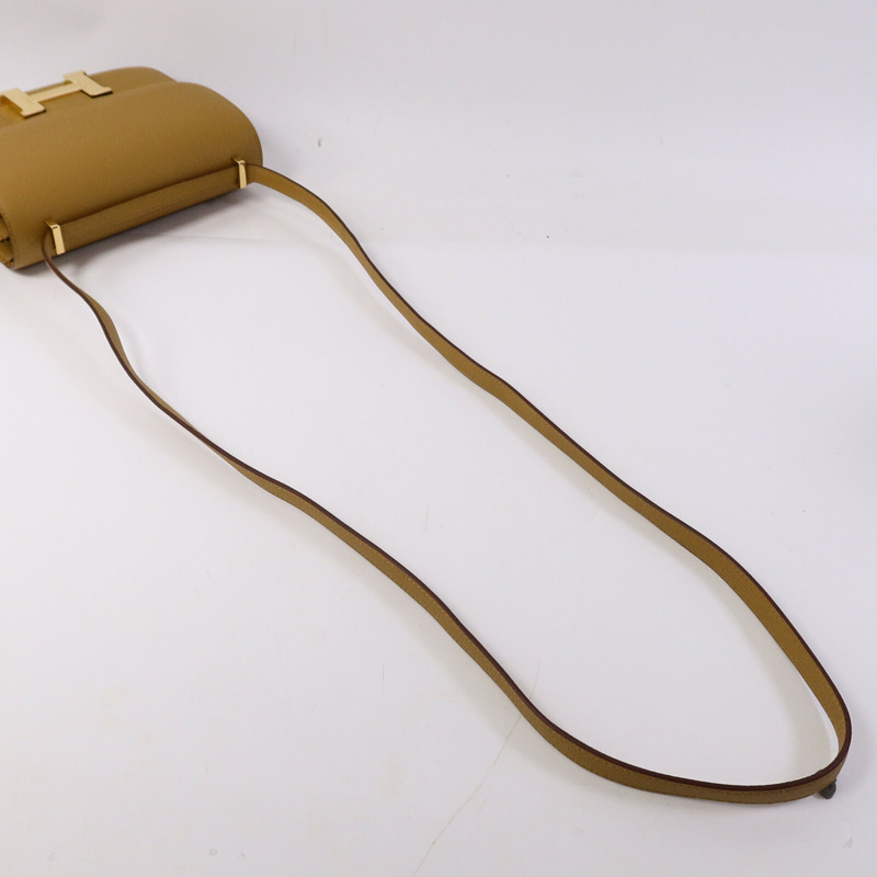 HERMES Epsom皮革Mini Constance肩背袋Sesame-8