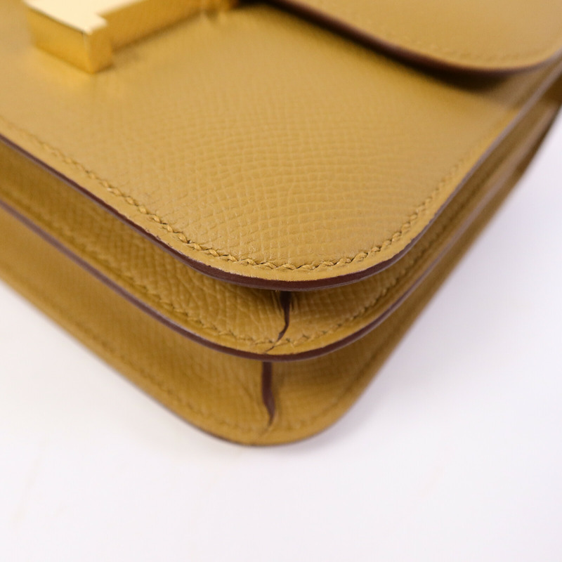 HERMES Epsom皮革Mini Constance肩背袋Sesame-10