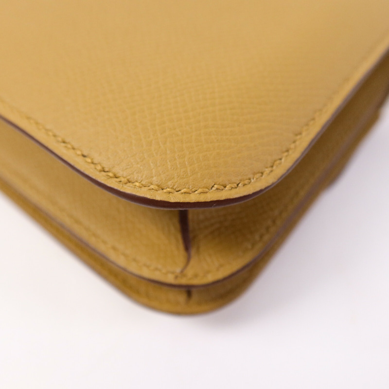 HERMES Epsom皮革Mini Constance肩背袋Sesame-12