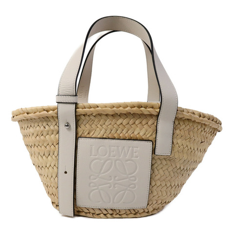 LOEWE Raffia/牛皮皮革Basket Bag肩背袋