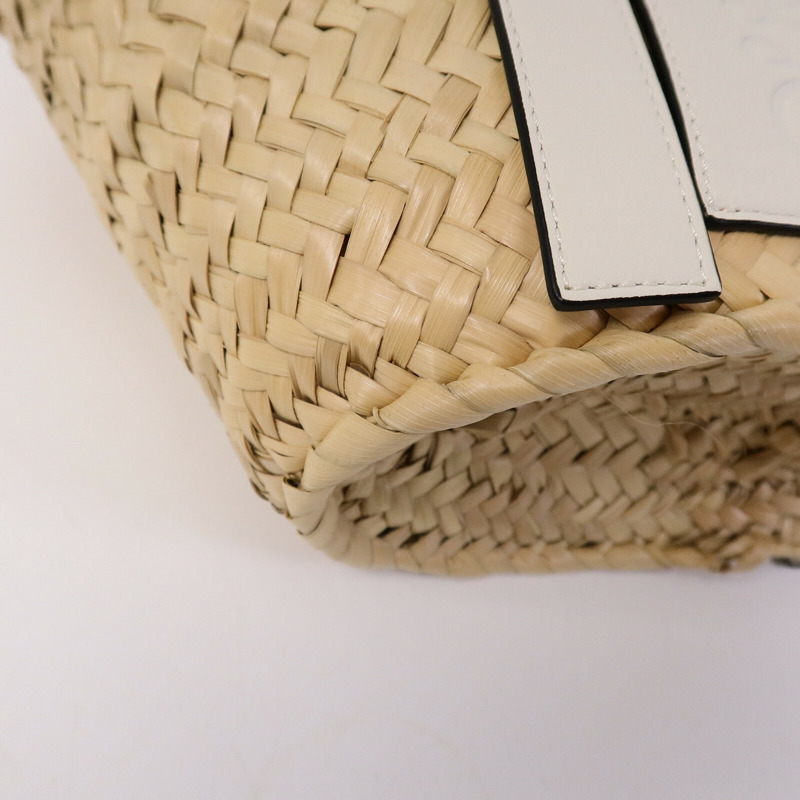 LOEWE Raffia/牛皮皮革Basket Bag肩背袋-8