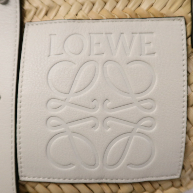LOEWE Raffia/牛皮皮革Basket Bag肩背袋-11