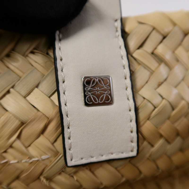 LOEWE Raffia/牛皮皮革Basket Bag肩背袋-12