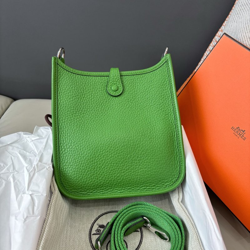 近新品 愛馬仕Hermes 絲蘭綠Mini Evelyne-6