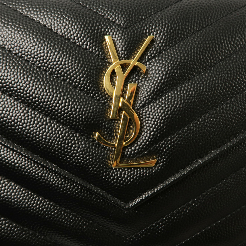 YVES SAINT LAURENT 牛皮皮革Cassandre Envelope Chain Wallet鏈帶肩背袋-5