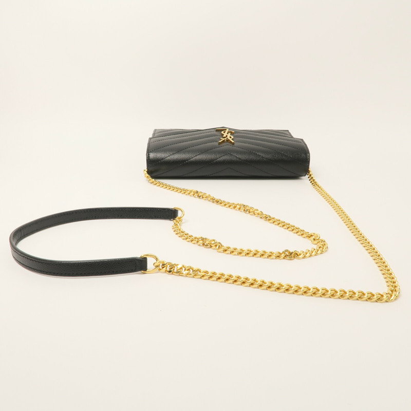YVES SAINT LAURENT 牛皮皮革Cassandre Envelope Chain Wallet鏈帶肩背袋-7