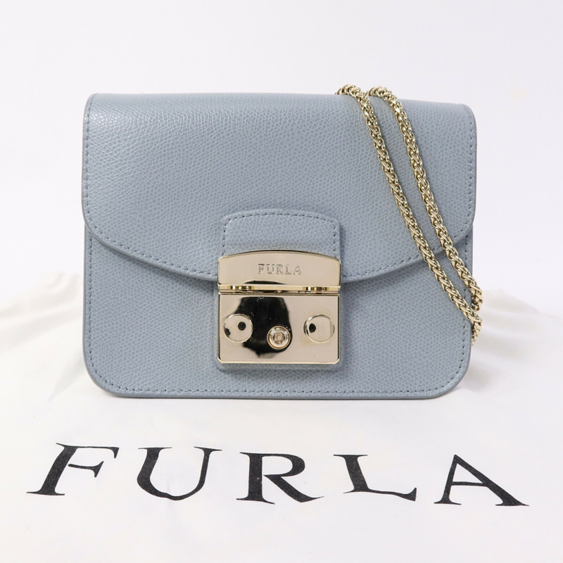 Furla 牛皮皮革Chain Shoulder鏈帶肩背袋-9