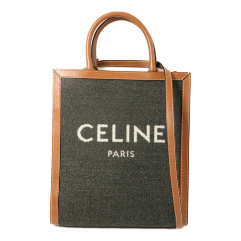 CELINE 牛皮皮革/羊毛Small Vertcal Cabas手挽肩背兩用袋