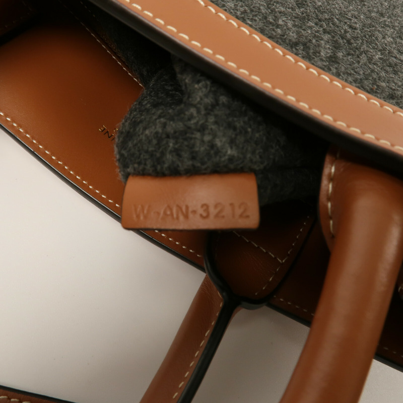 CELINE 牛皮皮革/羊毛Small Vertcal Cabas手挽肩背兩用袋-7