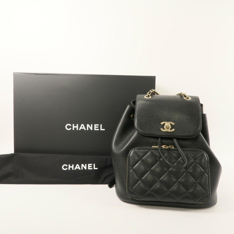 CHANEL 牛皮皮革Business Affinity Backpack鏈帶背包-10