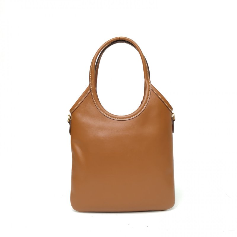 MIU MIU IVYmini托特20棕色牛皮金扣肩背包-2