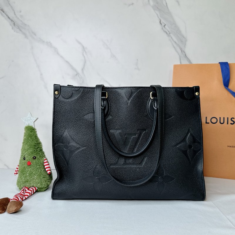 LV OnTheGo MM黑牛壓花托特包-1