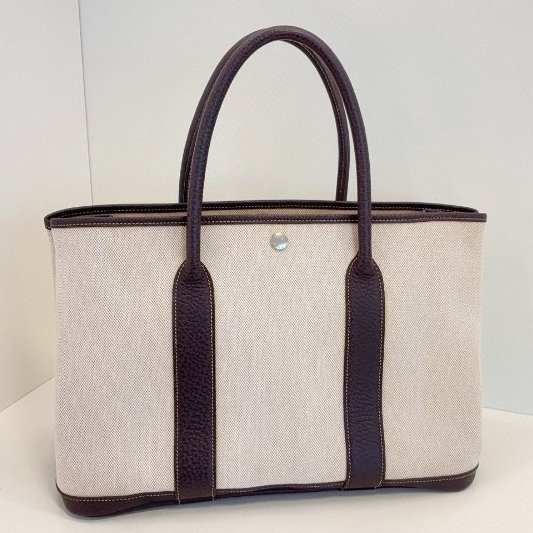 Hermes愛馬仕 花園36 經典米棕拼色 手提包-6