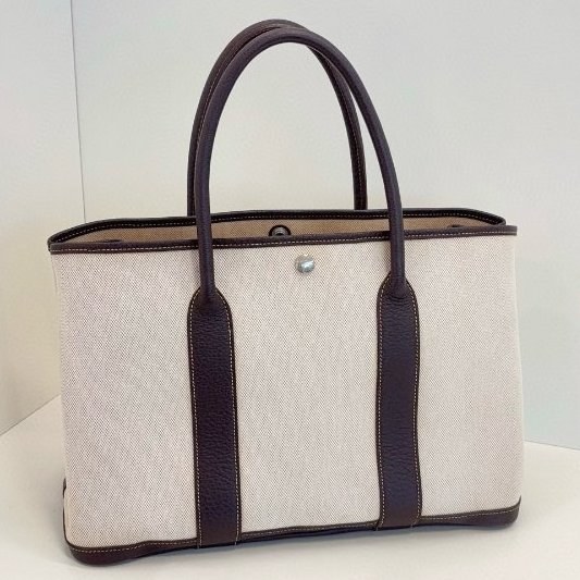 Hermes愛馬仕 花園36 經典米棕拼色 手提包-7