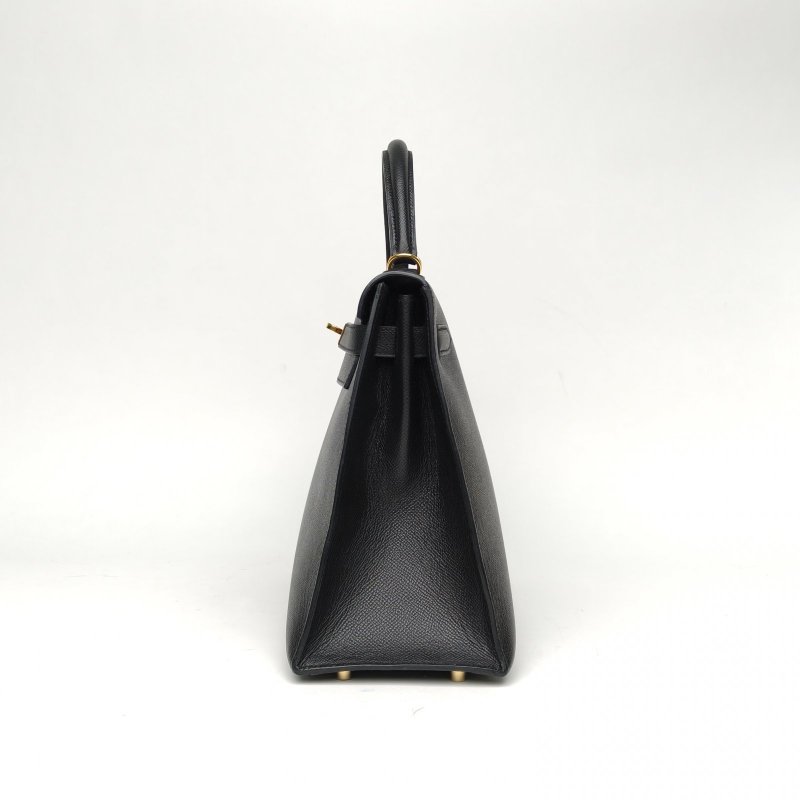 HERMES Kelly3289黑色Epsom皮框R金扣肩背包-1