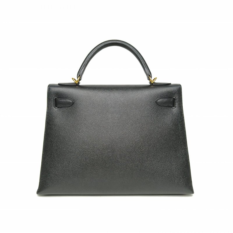 HERMES Kelly3289黑色Epsom皮框R金扣肩背包-2
