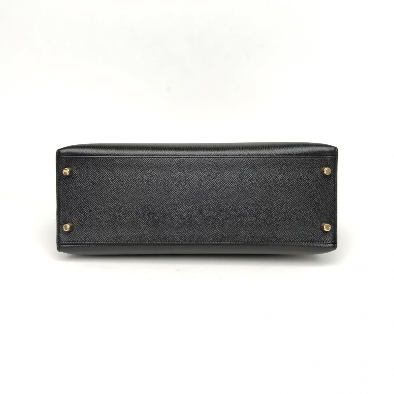 HERMES Kelly3289黑色Epsom皮框R金扣肩背包-4