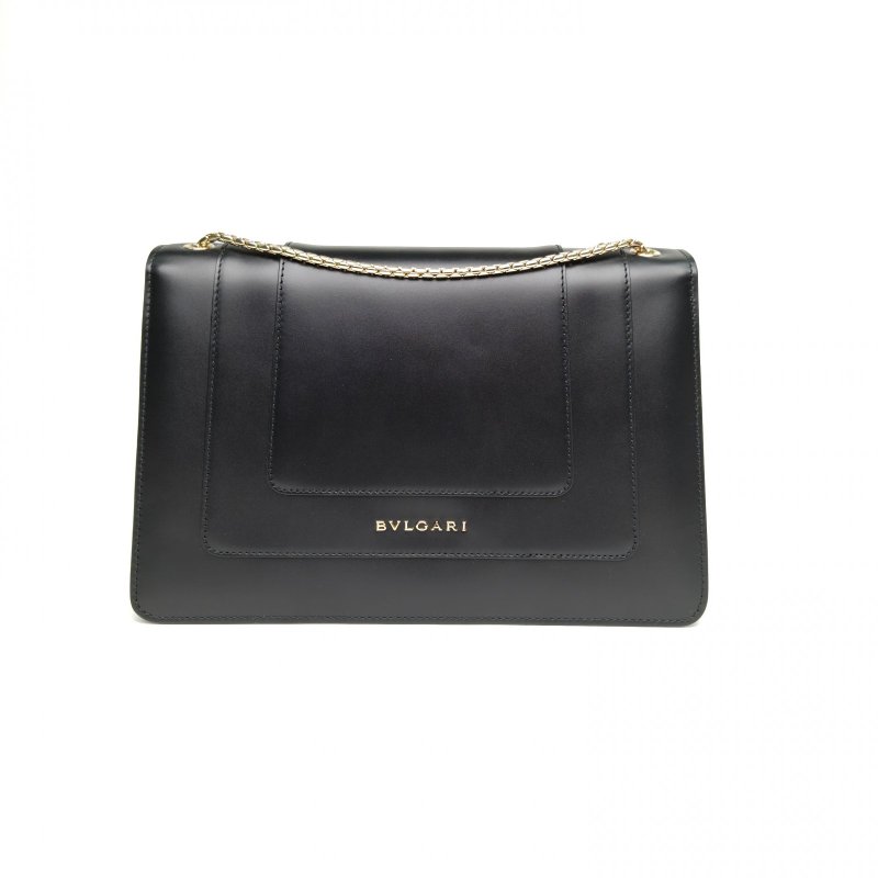 BVLGARI SerpentiForever風琴蛇頭包橫版黑色牛皮肩背包-2