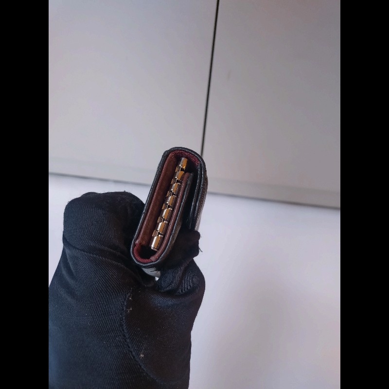 Chanel 黑羊皮菱格6孔鑰匙包-7