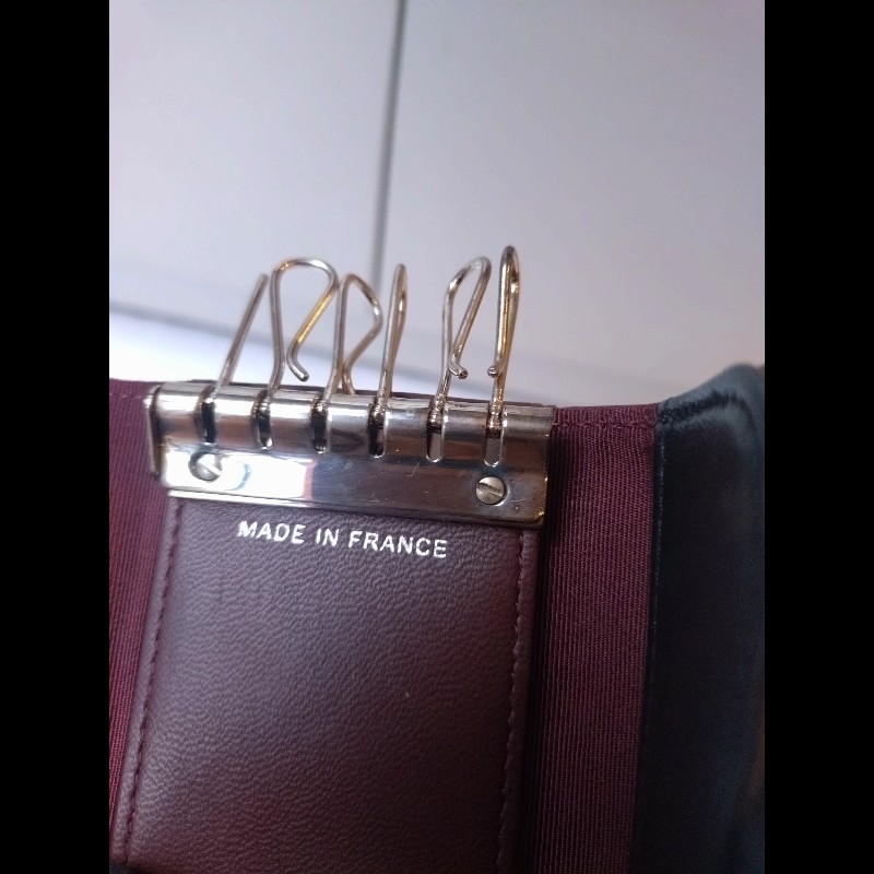 Chanel 黑羊皮菱格6孔鑰匙包-9