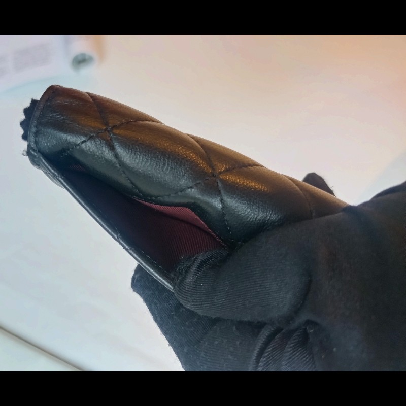 Chanel 黑羊皮菱格6孔鑰匙包-10