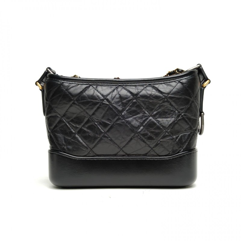 CHANEL 黑色牛皮晶片金銀扣GABRIELLE流浪小號肩背包-2