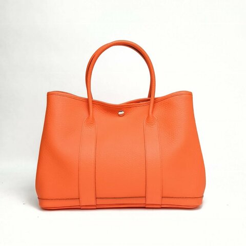 HERMES GardenParty花園包36罌粟橙A刻銀扣肩背包