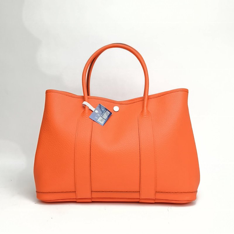 HERMES GardenParty花園包36罌粟橙A刻銀扣肩背包-2