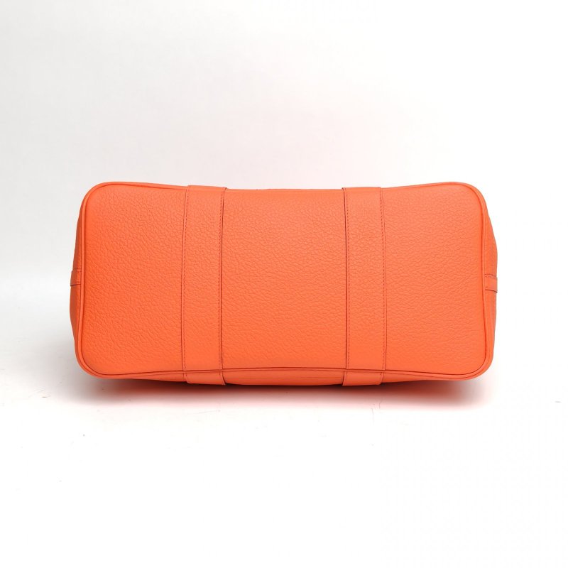 HERMES GardenParty花園包36罌粟橙A刻銀扣肩背包-4