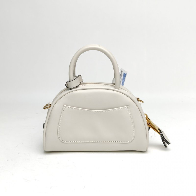 MIU MIU 白色牛皮金扣保齡球mini半月包手提斜挎包肩背包-2