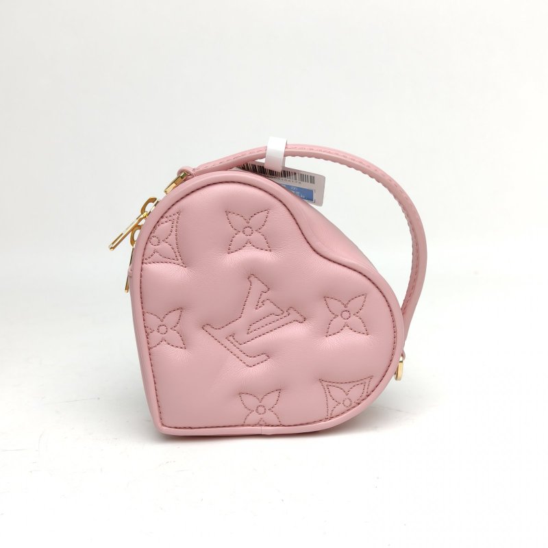 LOUIS VUITTON 粉色牛皮晶片七夕限定字母壓花愛心包肩背包-2
