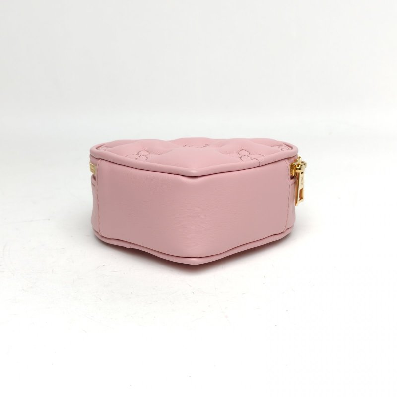LOUIS VUITTON 粉色牛皮晶片七夕限定字母壓花愛心包肩背包-4